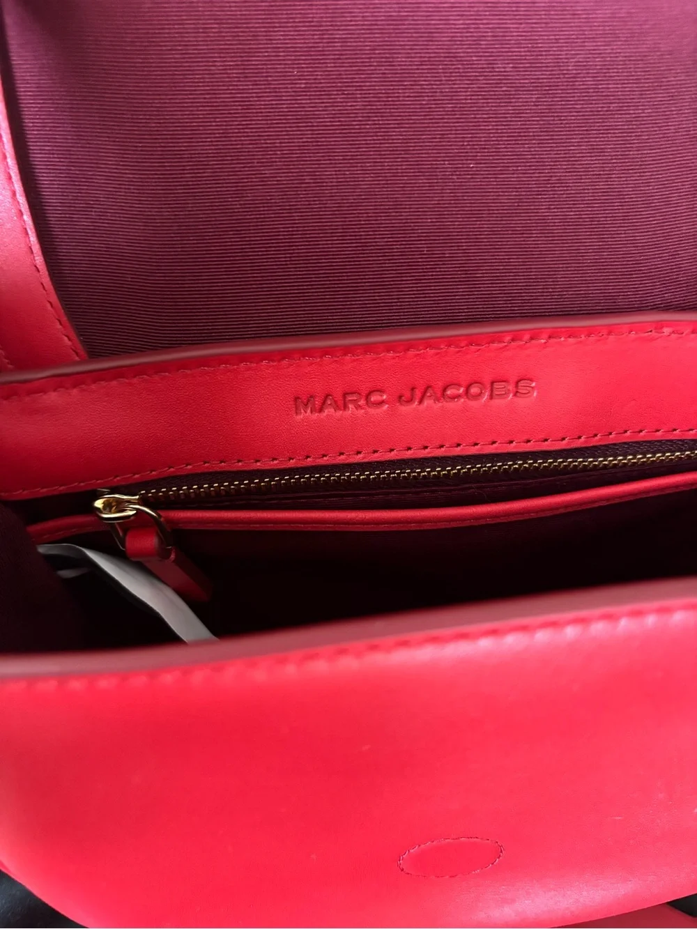 Marc Jacobs Bright Red Crossbody Saddle Bag with Logo Strap